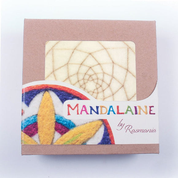 Kit d'initiation au feutrage à l'aiguille sur plaque de feutre avec laine cardée naturelle et aiguilles à feutrer, motif mandala ''Dream Catcher''