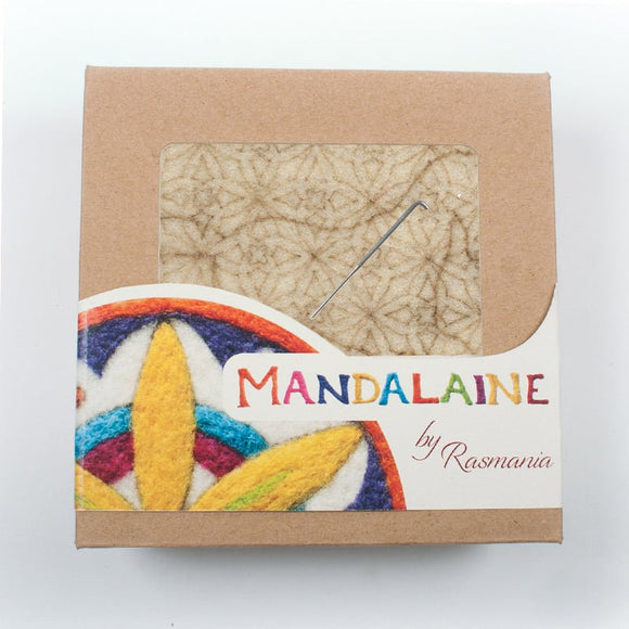 Kit d'initiation au feutrage à l'aiguille sur plaque de feutre avec laine cardée naturelle et aiguilles à feutrer, motif mandala ''Horse Déco''